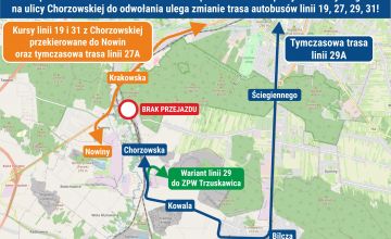 Czasowe zmiany dla autobusów linii 19, 27, 29 i 31